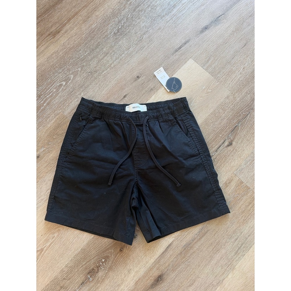Hollister Mens Epic Flex Black Drawstring Casual Shorts XS New